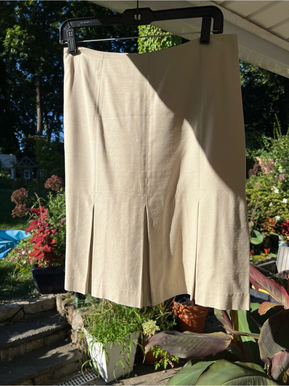 Vintage Searle Champagne Silk/Linen Look Pleated Skirt Minimalist - Picture 2 of 10